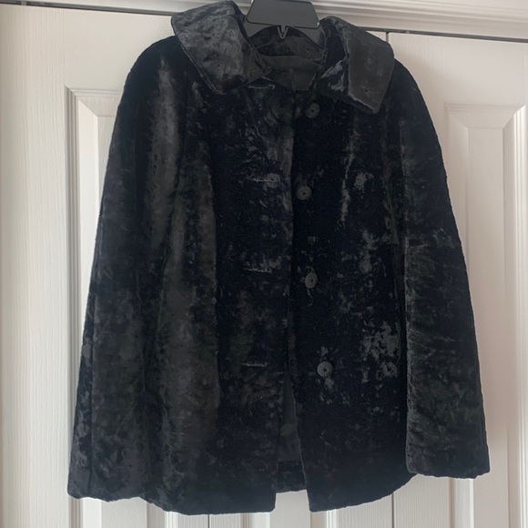Vintage Niccolini Black Crushed Velvet Cape Women’s S Dramatic Statement - Picture 7 of 17